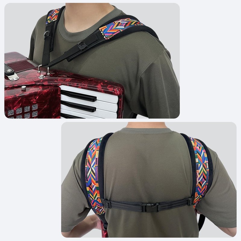 Highlight Accordion Strap Widen Thicken Adjustable Shoulder Straps for 48/60/ 96/120 Bass Keyboard Button Accordions Bayans (Colorful Rainbow) - Image 5